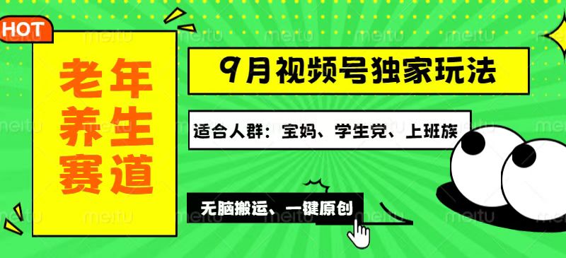 视频号老年养生赛道原创玩法与变现策略-无双副业