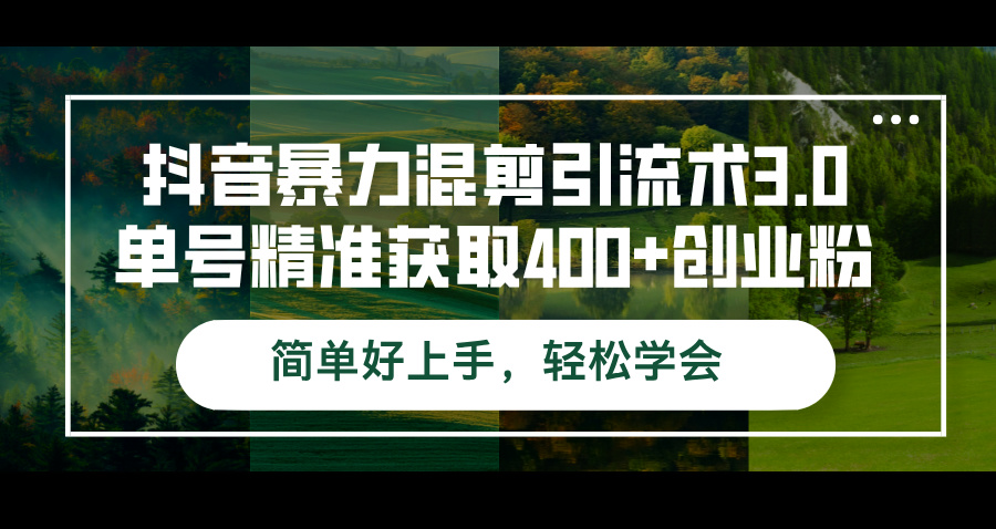 抖音暴力混剪引流术3.0：单号精准获取400+创业粉-无双副业