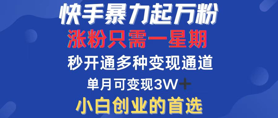 快手快速涨粉技巧，一周万粉多种变现模式-无双副业