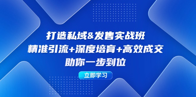 私域发售实战班：精准引流与高效成交全攻略-无双副业