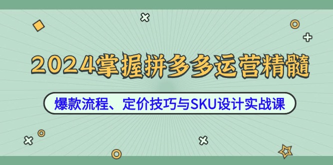 2024拼多多运营实战：爆款打造与SKU设计技巧-无双副业
