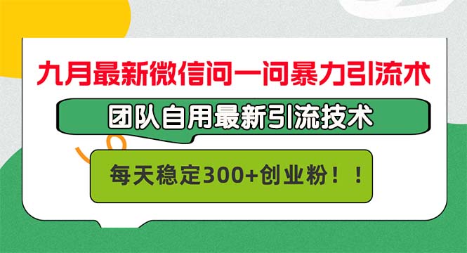 微信问一问暴力引流术，每日稳定引流300+-无双副业