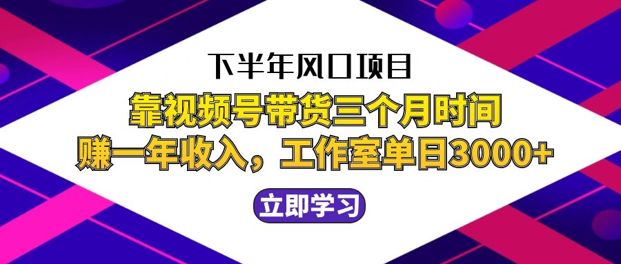 视频号带货风口项目，三个月实现年收入，工作室单日收益实测-无双副业