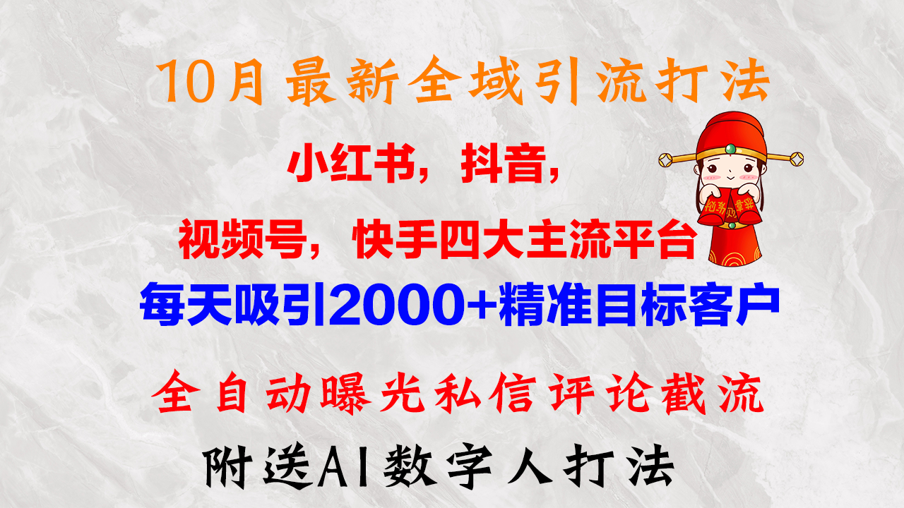 10月最新四大平台全域引流技巧，日吸2000+精准粉丝-无双副业