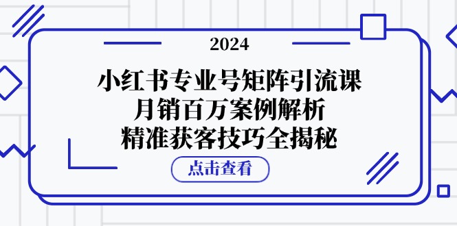 小红书专业号矩阵引流课：月销百万案例与精准获客技巧-无双副业