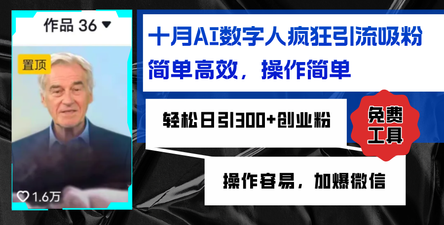 AI数字人高效引流创业粉，日引300+加爆微信-无双副业