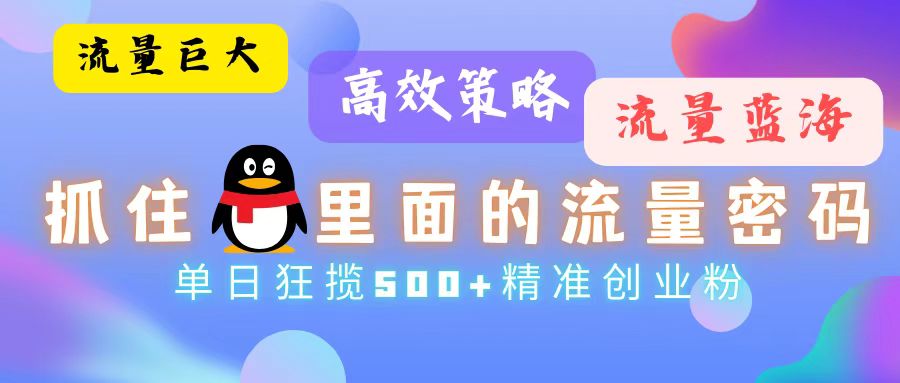 QQ流量蓝海：高效策略单日获取500+创业粉-无双副业