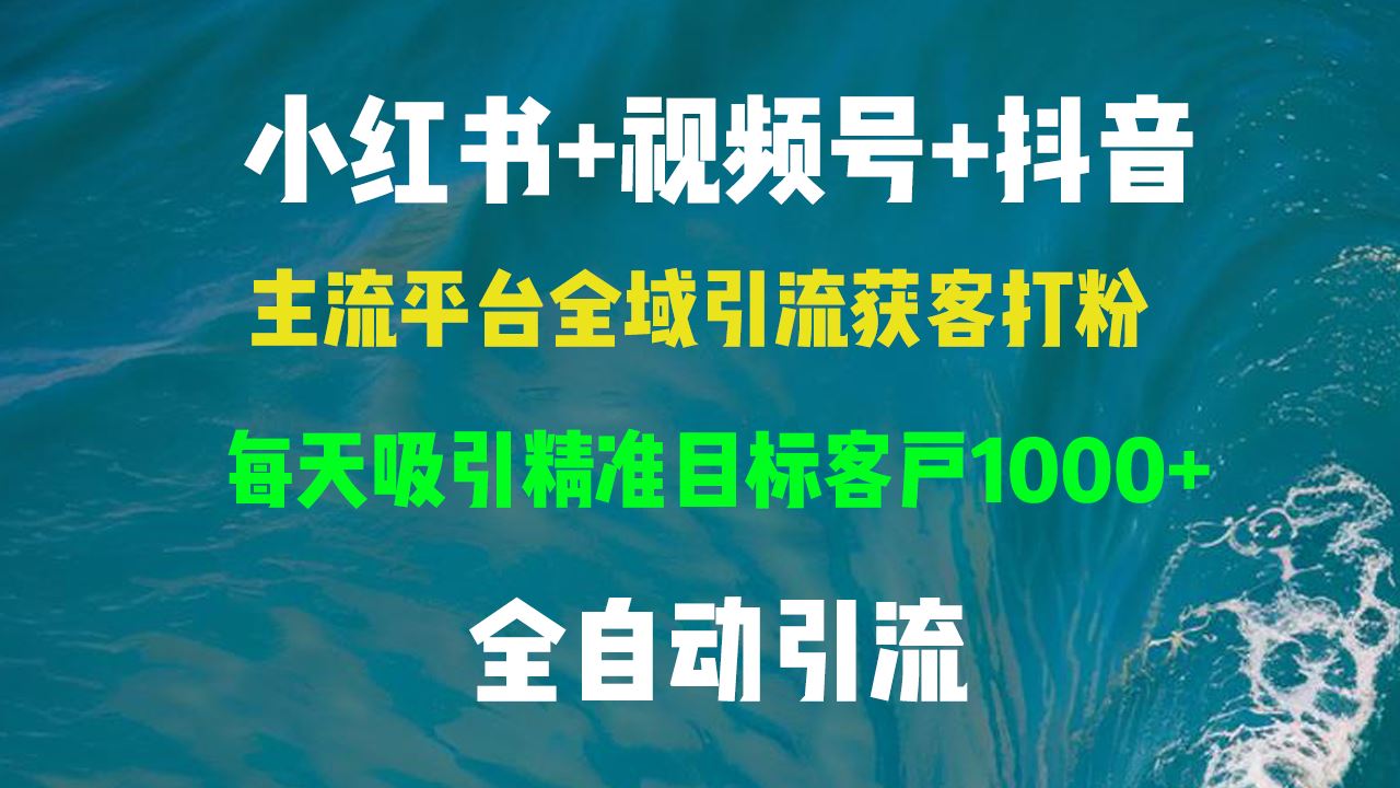小红书视频号抖音全域引流获客，精准目标客户轻松获取-无双副业