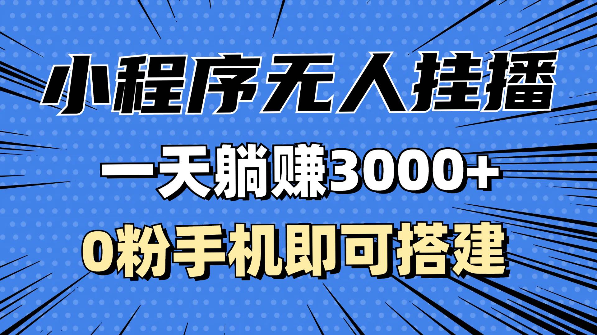 抖音小程序无人挂播项目，轻松日赚3000+，0粉可操作，稳定不违规-无双副业