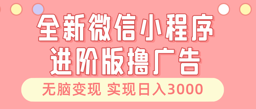 微信小程序广告变现进阶指南 稳定收益日入3000+-无双副业