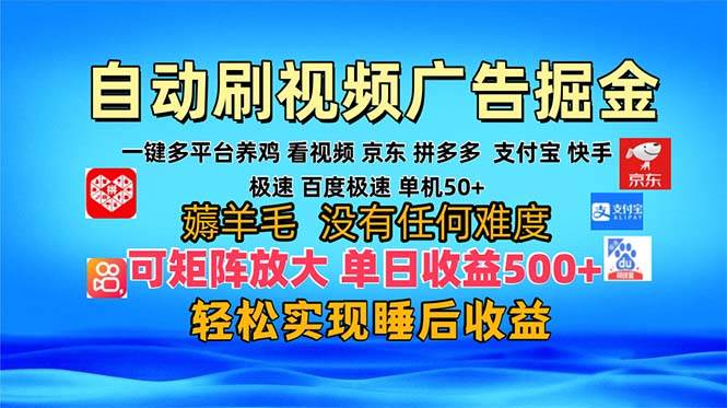 多平台自动看视频广告掘金，当天变现收益300+-无双副业