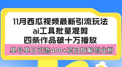 西瓜视频引流新玩法，轻松日引400+创业粉-无双副业