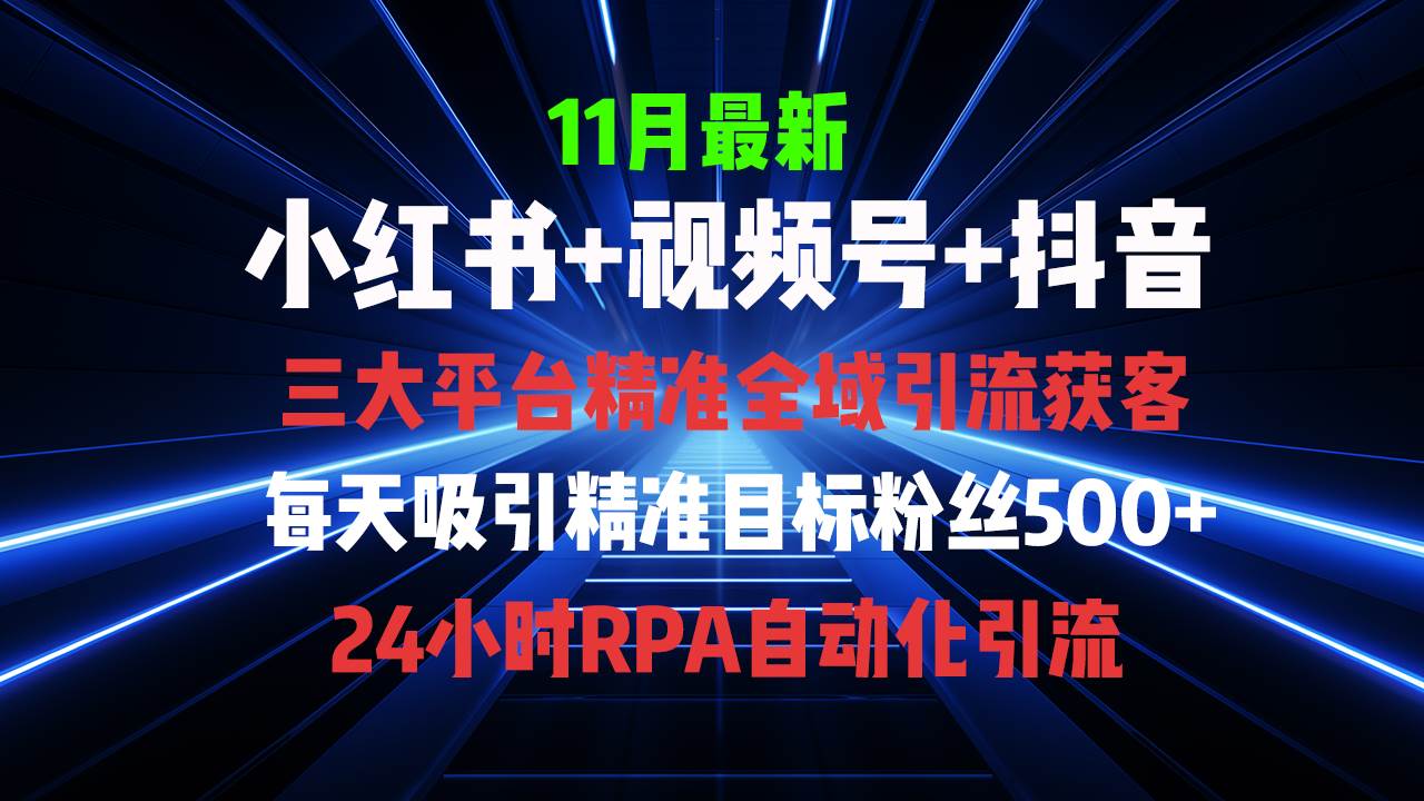 全域多平台引流私域打法，小红书视频号抖音全自动获客-无双副业