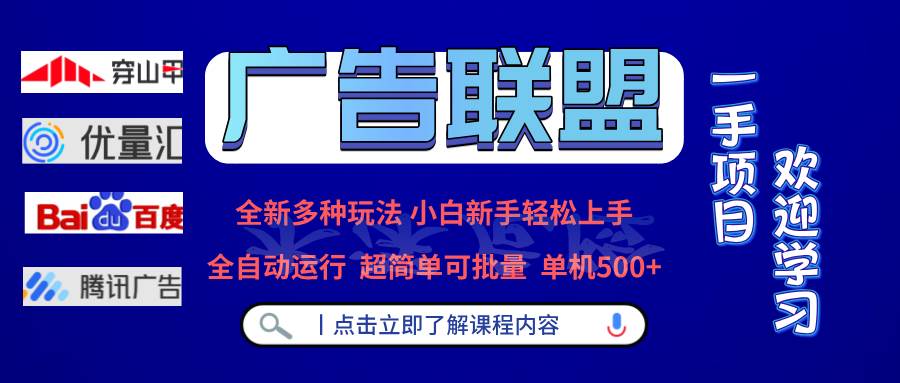 广告联盟全新多种玩法 单机500+全自动批量运行-无双副业