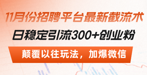 招聘平台截流术日引流300+创业粉，颠覆传统玩法加爆微信-无双副业