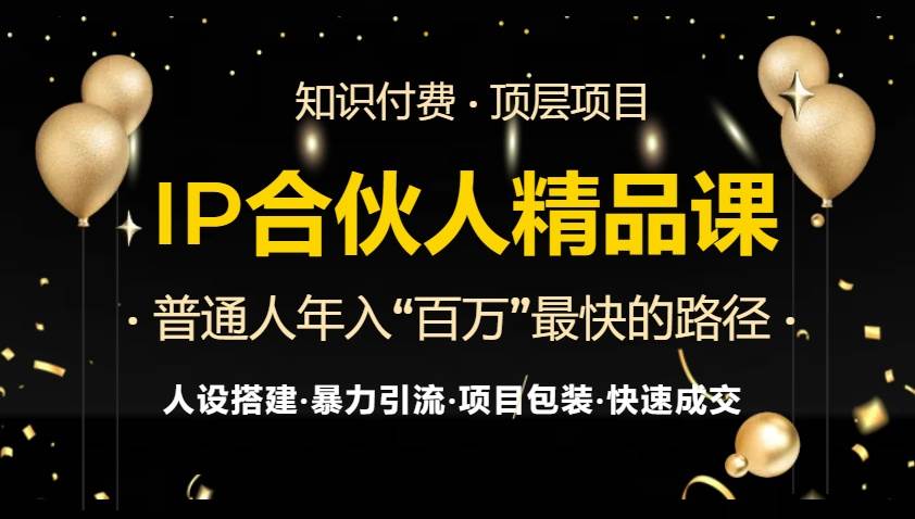 IP合伙人精品课程：知识付费全流程与引流技巧-无双副业
