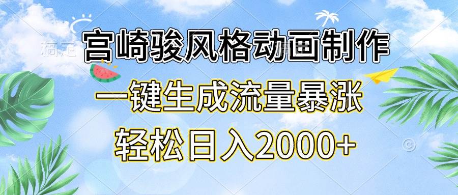 宫崎骏风格动画制作教程，轻松生成流量暴涨-无双副业