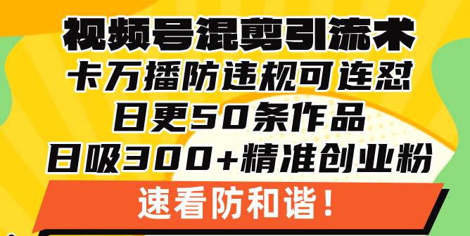视频号混剪引流技术：500万播放吸引17000创业粉，简单易学-无双副业