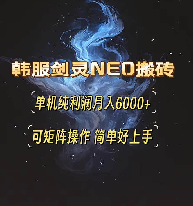韩服剑灵NEO搬砖攻略：月入6000+的矩阵操作指南-无双副业