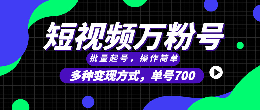 短视频批量起号快速涨粉与多元变现方法-无双副业