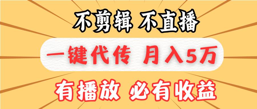 一键代发视频月入5万，懒人必备的赚钱项目-无双副业