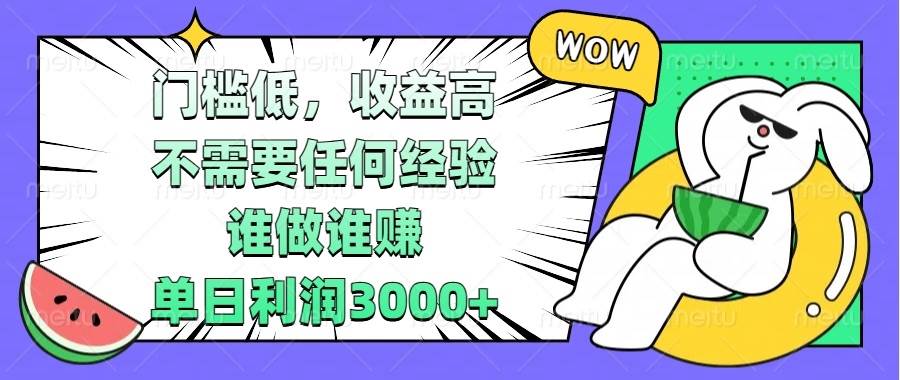 低门槛高收益项目，单日利润可达3000+-无双副业