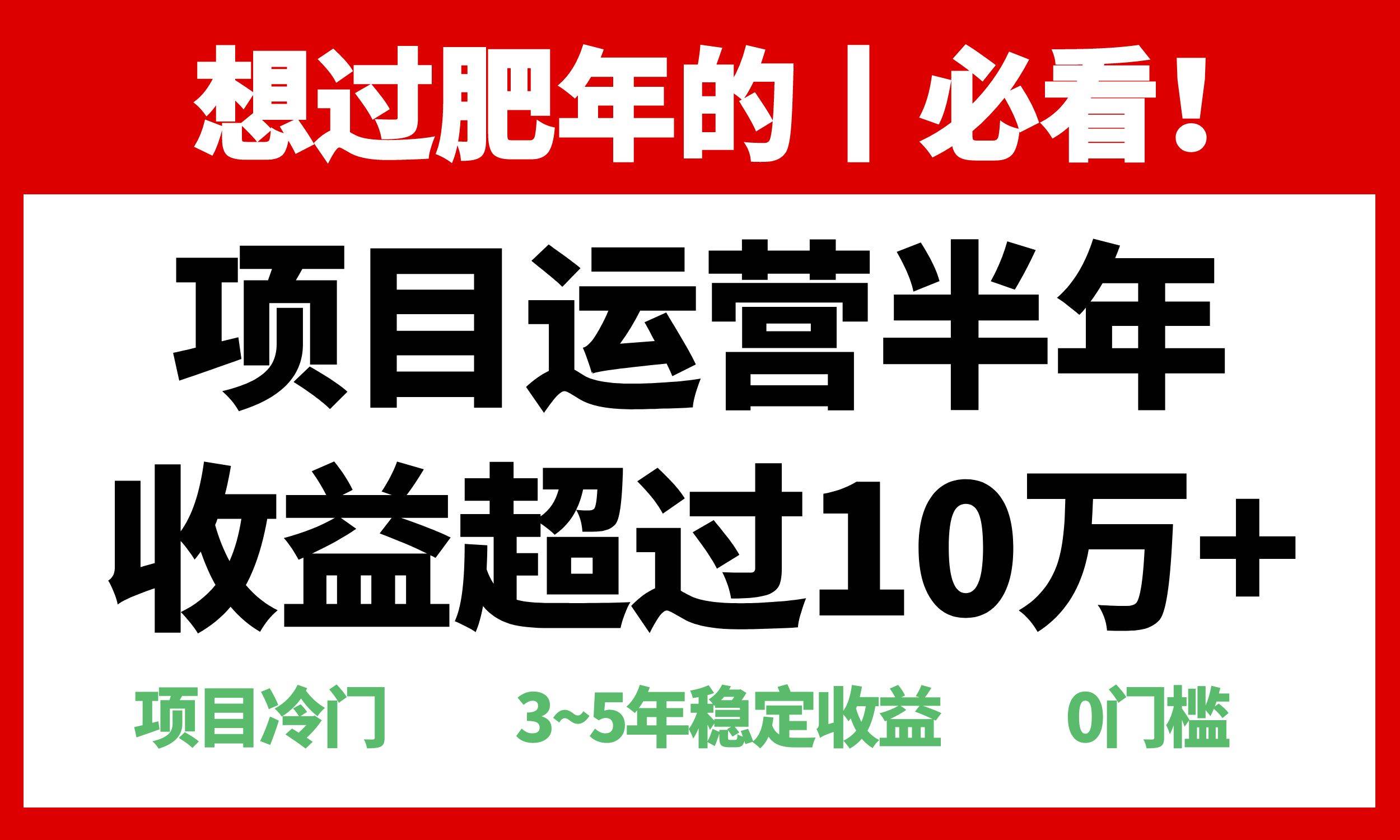年前必看超冷门项目，半年收益超10万+-无双副业