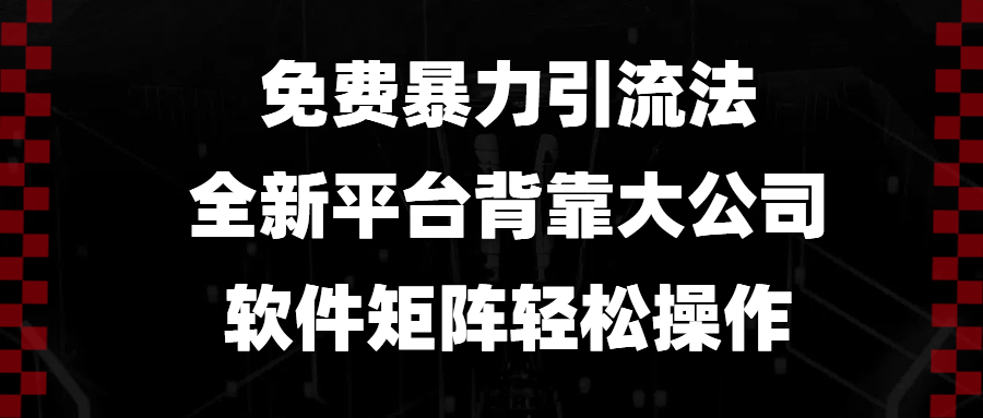 免费暴力引流法：大公司新平台轻松操作软件矩阵-无双副业