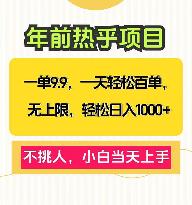 一单9.9元，小白当天上手，轻松日入1000+-无双副业