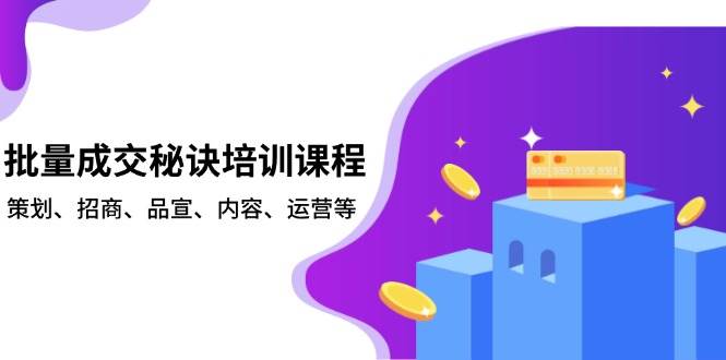 批量成交秘诀培训课程，策划招商品宣运营全攻略-无双副业