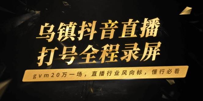 乌镇抖音直播打号全程录屏，直播行业风向标解析-无双副业