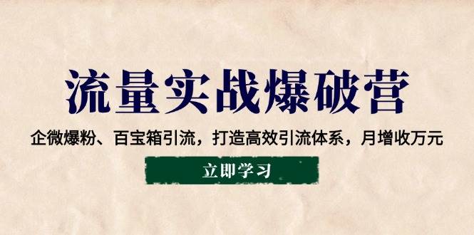 流量实战爆破营：企微爆粉与百宝箱引流，打造高效引流体系-无双副业