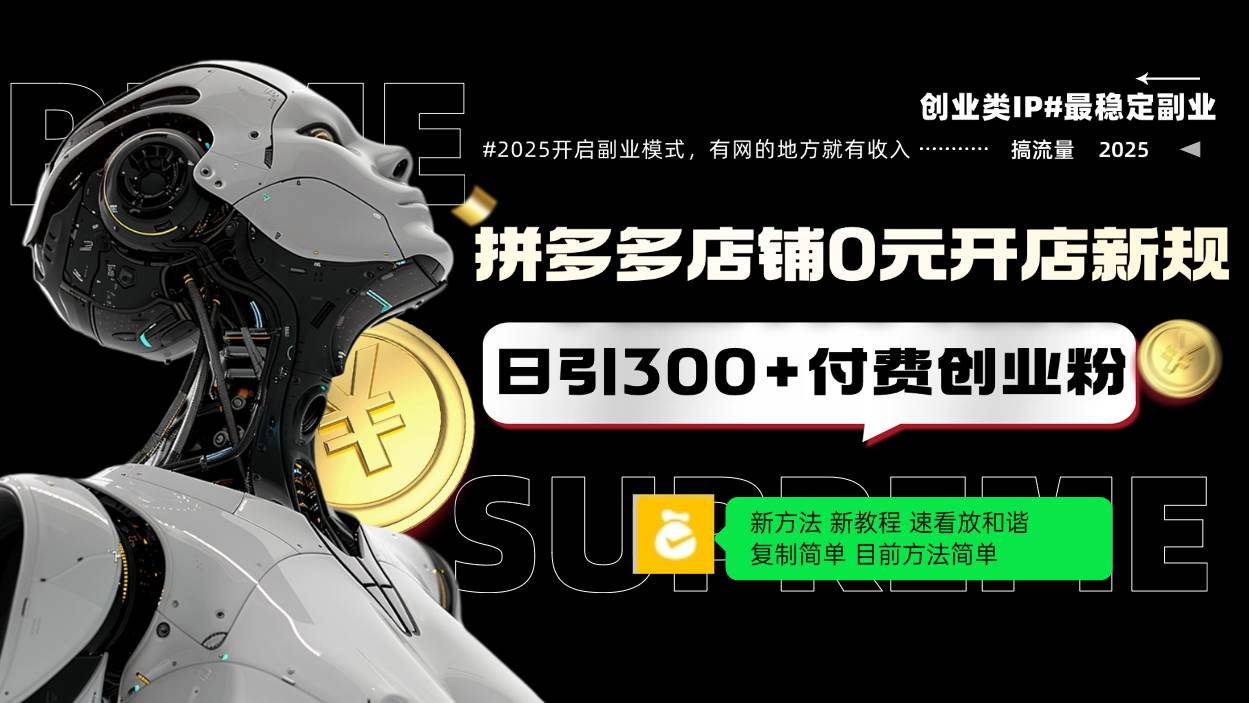 拼多多0元开店新规，日引300+付费创业粉，简单复制可矩阵-无双副业