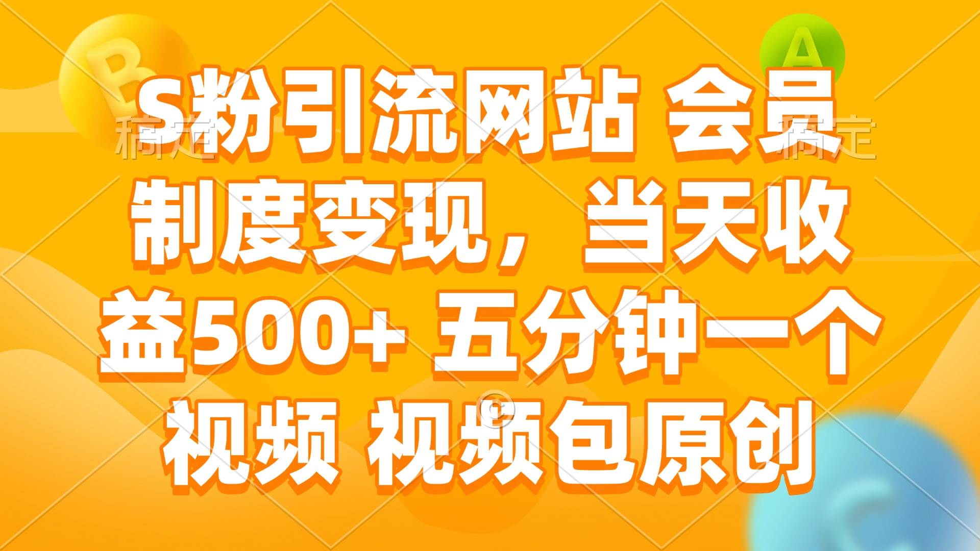 S粉引流网站会员制变现，快速实现日收益500+-无双副业