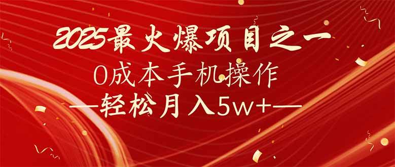 2025年高利润项目，手机操作轻松月入5万+-无双副业