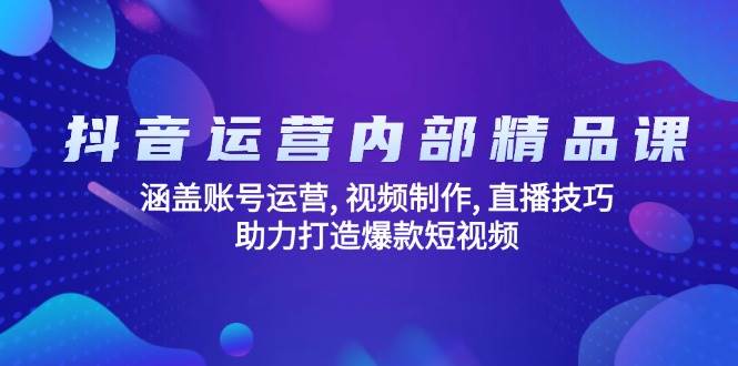 抖音运营精品课：账号运营、视频制作与直播技巧全攻略-无双副业