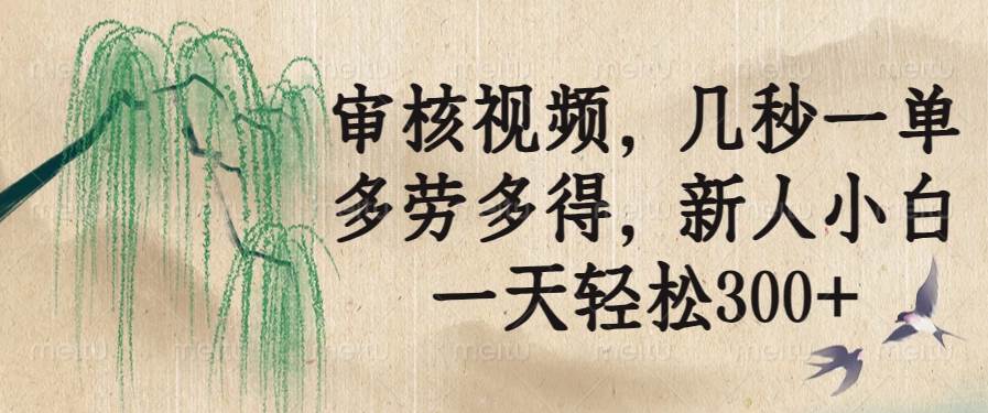 审核视频轻松赚钱，新人日赚300+，多劳多得-无双副业