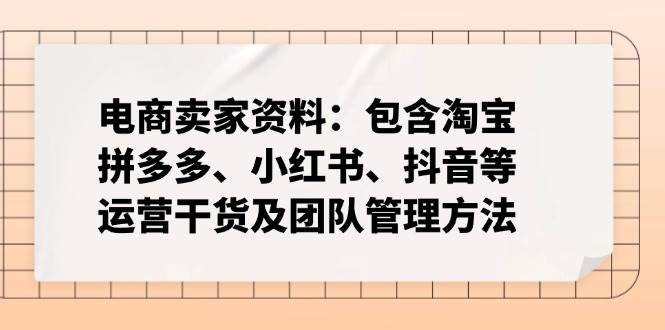 电商卖家运营干货及团队管理方法全解析-无双副业