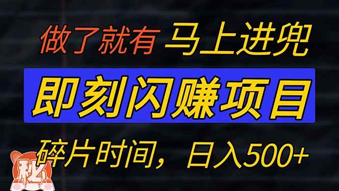 零门槛手机闪赚项目，利用碎片时间日赚500+-无双副业