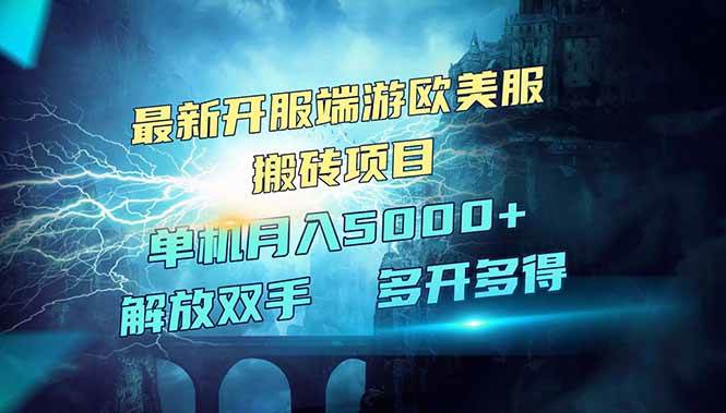 欧美服端游搬砖项目，单机月入5000+，红利期新开服-无双副业