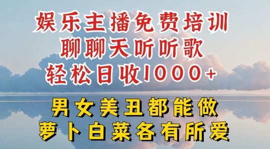娱乐主播免费培训轻松日收1K+，男女皆宜快速变现-无双副业
