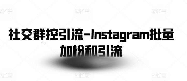 Instagram批量加粉与社交群控引流技巧-无双副业