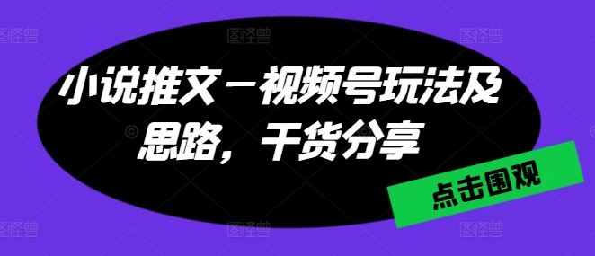 视频号小说推文玩法与思路全解析-无双副业