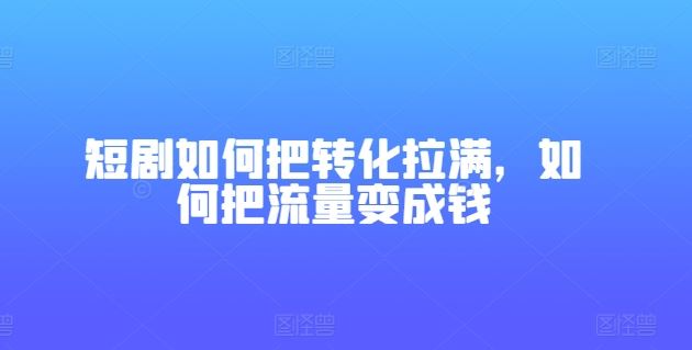 短剧转化与流量变现的全面指南-无双副业