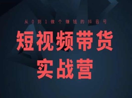 从0到1打造赚钱抖音号的短视频带货高阶课-无双副业