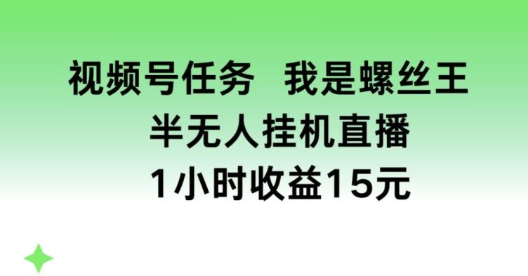 视频号半无人挂机1小时收益15元揭秘-无双副业