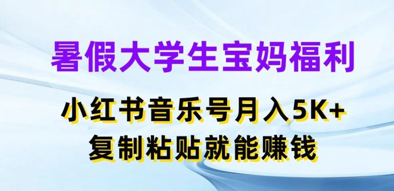 小红书音乐号轻松月入5000+，复制粘贴即可赚钱-无双副业