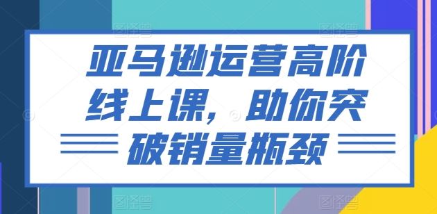 亚马逊运营高阶课程，突破销量瓶颈的全面指南-无双副业
