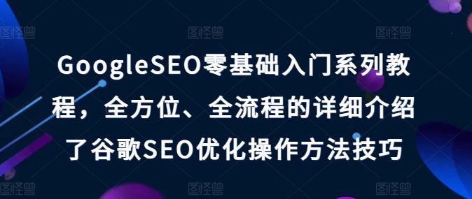 GoogleSEO零基础入门教程：全方位优化操作技巧-无双副业