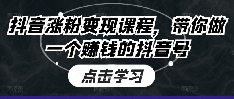 抖音涨粉变现课程，打造赚钱抖音号全攻略-无双副业
